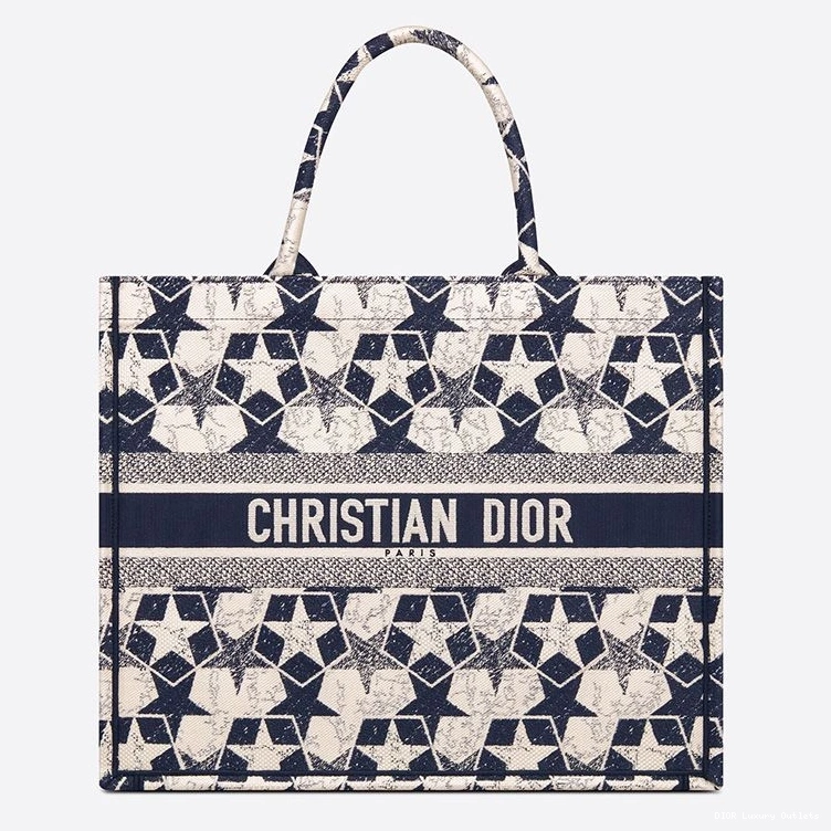 Cheap Etoile Motif Tote Canvas Blue White Book Dior 0725 Luxury